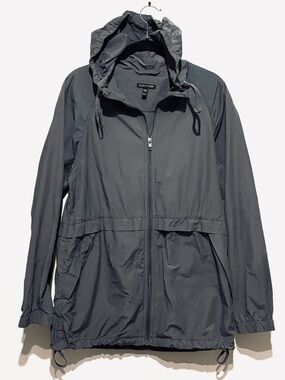 Eileen Fisher Windbreaker Jacket
Womens XS Charcoal Hooded Cotton
Nylon Full Zip